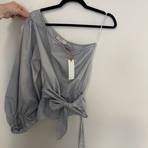 One shoulder long sleeve blouse